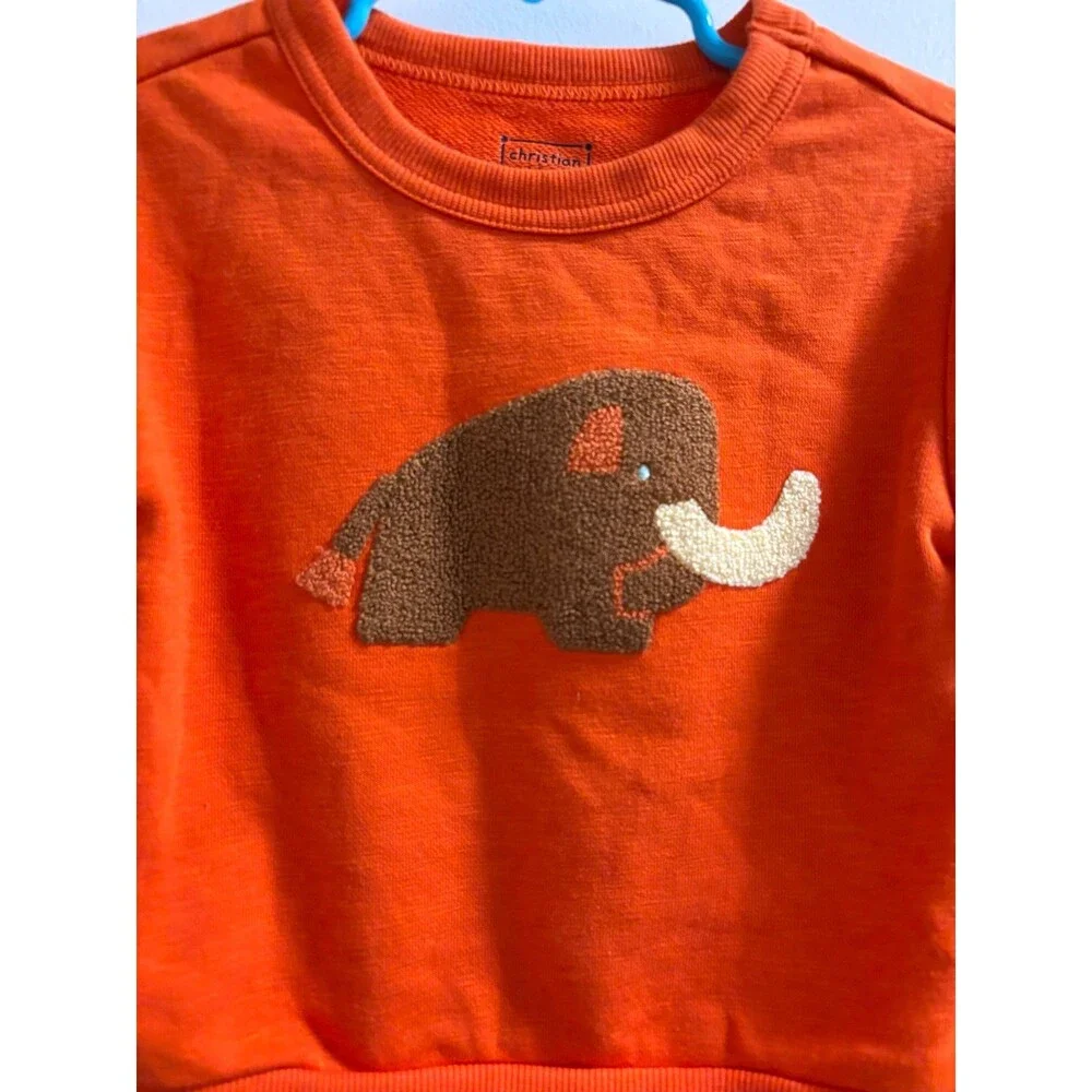 Christian‎ Robinson 18 months Toddler Woolly Mammoth Embroidered Sweatshirt NWT